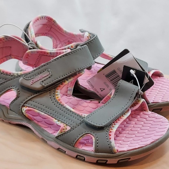 Eddie Bauer Girls Olympia | Grey + Pink | Sandals Size 4 - Picture 1 of 12
